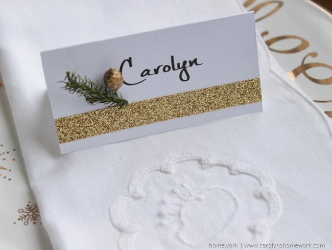 Easy Glitter Tape Place Cards via homework | carolynshomework.com