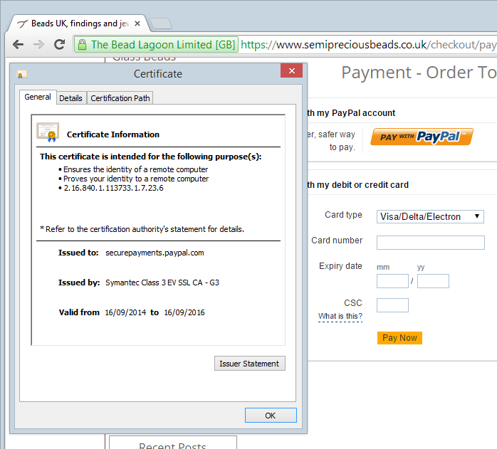 The PayPal frame showing securepayments.paypal.com