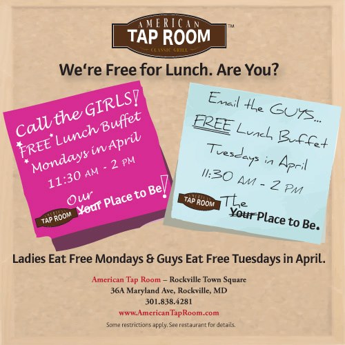 Rockville Nights Ladies Eat Lunch Free Today At American