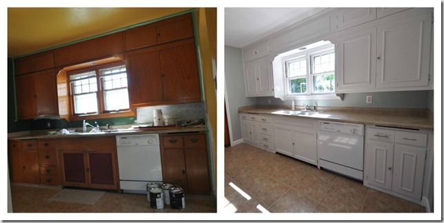 Painting kitchen cabinets Before and After