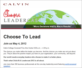 c0 leadeship conference invitation from Calvin College