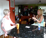 Jodi and Trish start the morning with coffee at our house.