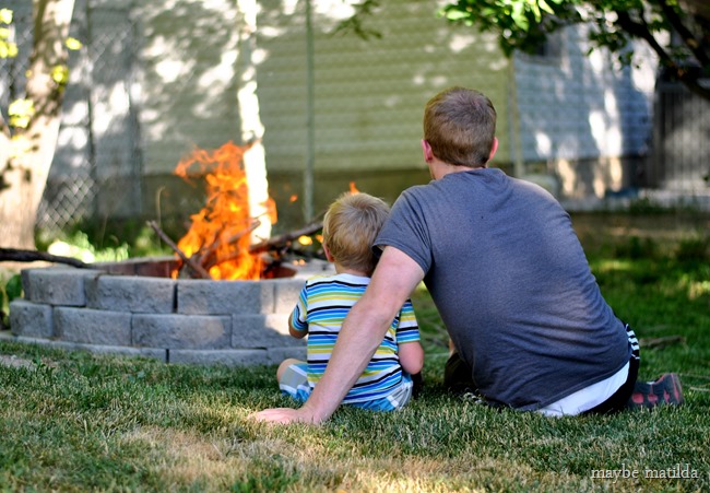 Backyard BBQ with our DIY fire pit