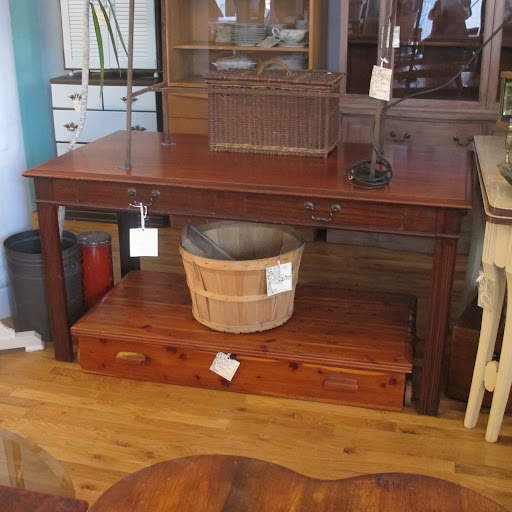 We both thought this desk was a real find; stately and versatile, its sharp edges lightened the piece's heft.