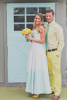 With a sweet mint bow and zig-zag banded bottom, this vintage dress is a stunner. The yellow heels are like icing on the cake.