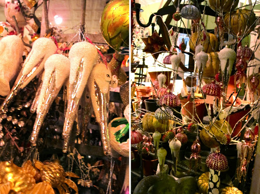 Welcome to John Derian at Christmastime, where glitter is king. My kind of place!