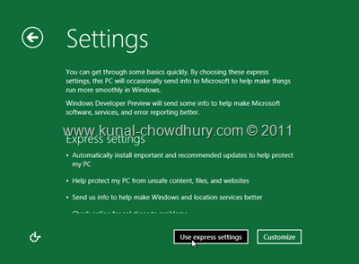 19. Use Express Settings to Configure your Windows 8 Installation