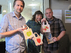 Scott (left), Maura, and Chris show off the finished crafts. Scott (left), Maura, and Chris show off the finished crafts.