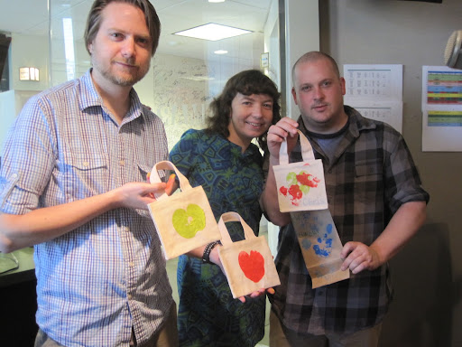 Scott (left), Maura, and Chris show off the finished crafts. Scott (left), Maura, and Chris show off the finished crafts.