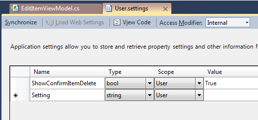User settings file in Visual Studio