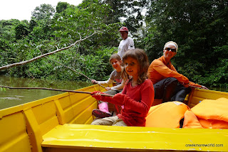 Fishing for Piranha.  Lily thinks she gets a lot of nibbles.  Emma catches a lot of branches.