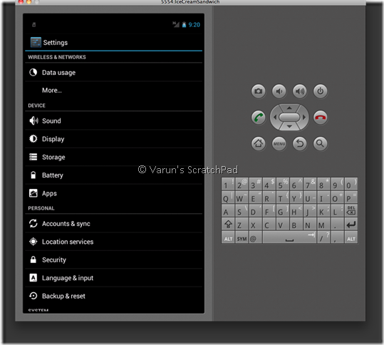 Android 4.0 SDK - Ice Cream Sandwich Settings