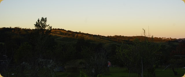 Sunset across the valley from the house