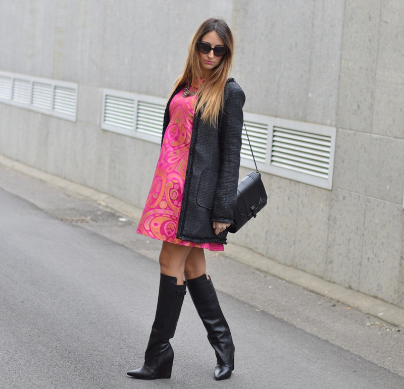 Maison 39, abito Maison 39, Zara bag, Zara boots, stivali Zara, Valentino sunglasses, Sheinside, Sheinside coat, Milano fashion week, fashion week, Milan fashion week, fashion week, streetstyle, stivali givenchy, stivali in stile givenchy