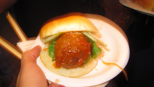 Kampuchea restaurant served a pork meatball numpang with chili mayo, cilantro, pickle carrots and cucumber. It was one of the best meals of the night.