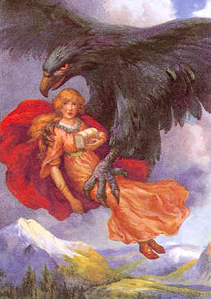 Idunna Is Carried Off By Eagle Thiazi, Asatru Gods And Heroes