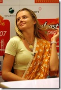 Tennis player Daniela Hantuchova of Slovakia wears an Indian sari