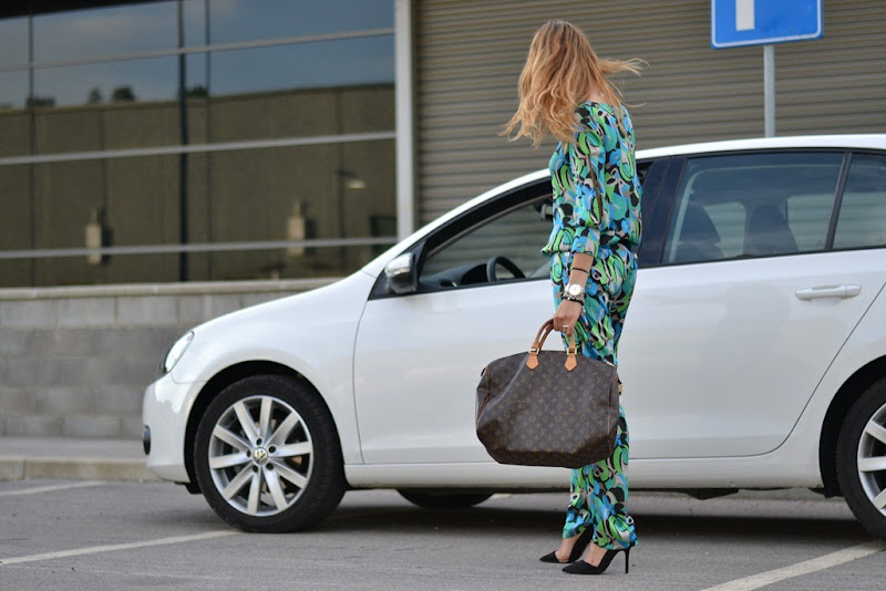 Koralline, Pajama Look, Collaboration, Zara shoes, Louis Vuitton Bag, Speedy 40 Bag, Dior Sunglasses,