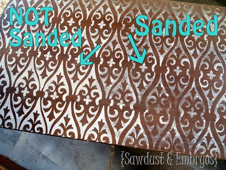 Stencil then Sand! {Sawdust and Embryos}