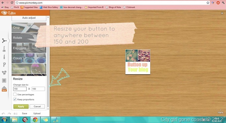 resizing a blog button