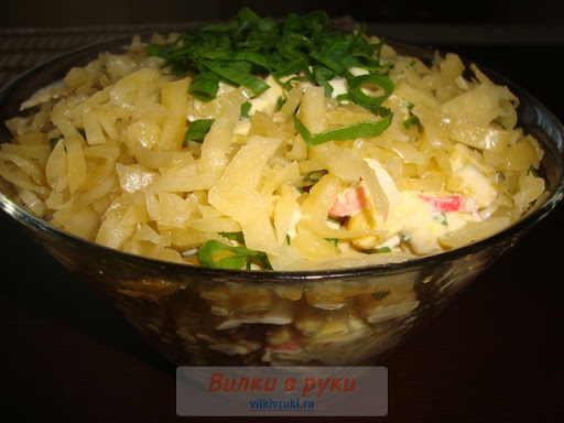 рецепт салата с кириешками и лапшой