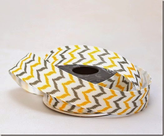 zig zag ribbon white yellow printed one inch