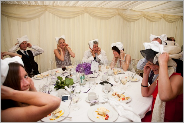 wedding guests in marquee in dollar scotland