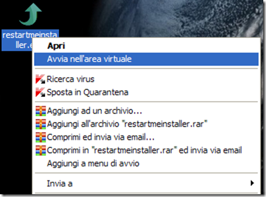 Sandboxie Avvia nell’area virtuale