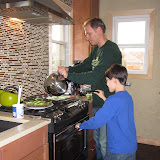 Kai and James making cupcakes