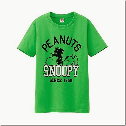 Uniqlo Kids Peanuts Short Sleeve Graphic T-Shirt Green