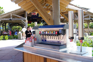 A drink station by Cookies Two BBQ.  Both Cookies lunch spots have drink stations and ice cream stations.