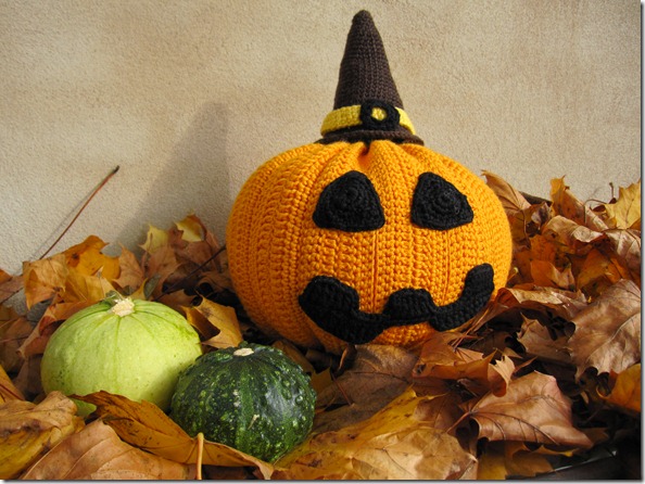 H&aelig;klet Halloween Gr&aelig;skar Crochet Haloween Pumpkin 1
