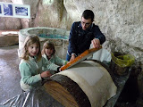 Emma and Lily make some cotton paper.