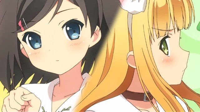 Side-by-side profiles of the two female leads, Tsukiko and Azusa