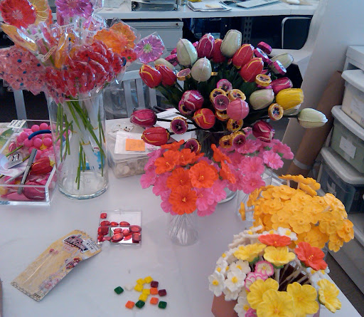 Our beautiful bouquets were made from candy flowers from Fancy Flours. Our beautiful bouquets were made from candy flowers from Fancy Flours.