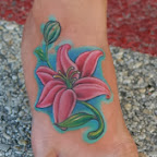 pink lily foot tattoo - tattoos ideas