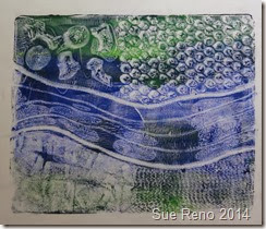 Collograph printing, image 4, by Sue Reno