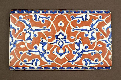 Tile | Origin: Turkey, Iznik | Period: about 1580-90 | Collection: Bequest of Edwin Binney, 3rd, Turkish Collection (AC1995.124.1) | Type: Ceramic; Architectural element, Fritware, underglaze-painted, 9 3/4 x 6 in. (24.77 x 15.24 cm)