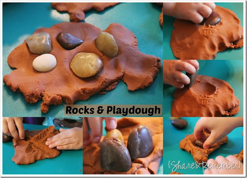 Rocks and Playdough in Preschool