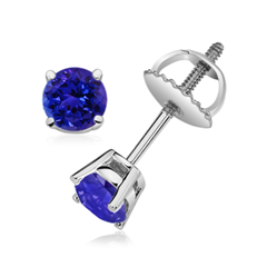 Round Tanzanite Solitaire Studs