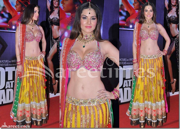 Sunny_Leone_Yellow_Lehenga