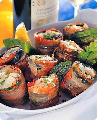 Rotolini di anguilla e pancetta alla salvia