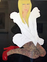 22x30 "Miss Fishnets" Acrylic on paper. Sold.
