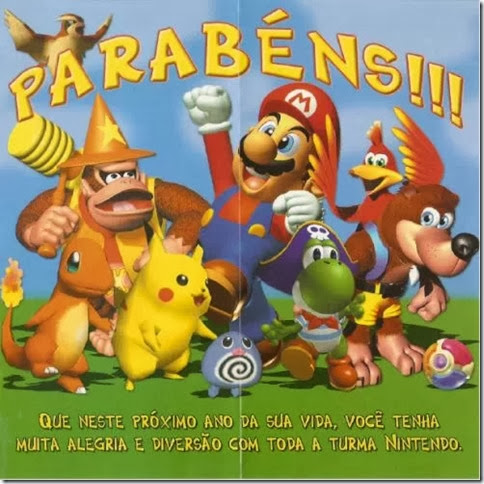 Mario, Donkey Kong, Pikachu e cia. parabenizavam os nintendistas por mais um ano de vida cartãoparabensmario