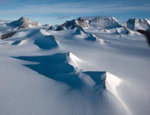 Mountains in Antarctica. Lost ice due to climate change and left-over momentum from the end of the last big ice age mean the buoyant continent is rising. Gordon Wiltsie / NGS