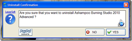 MenuUninstaller conferma disinstallazione programma