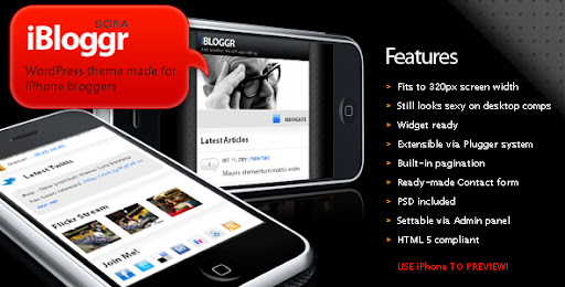 SOFA iBloggr - WordPress iPhone theme - ThemeForest Item for Sale
