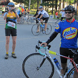 At the start line, day two.Kathy, Andy.