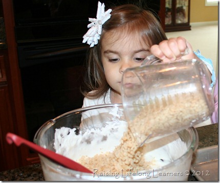 Add in Rice Krispies.