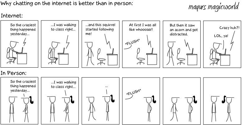 Why chatting on internet is better than in person